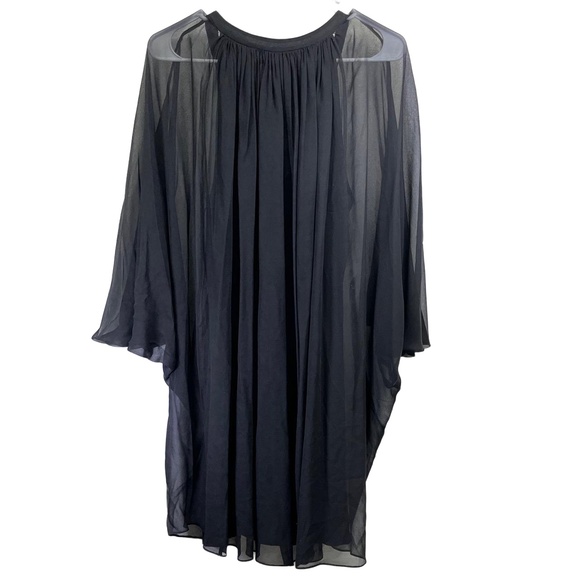 Diane Von Furstenberg NWT Fleurette Women's Black Silk Sheer Mini Dress Size 4 - Picture 2 of 11